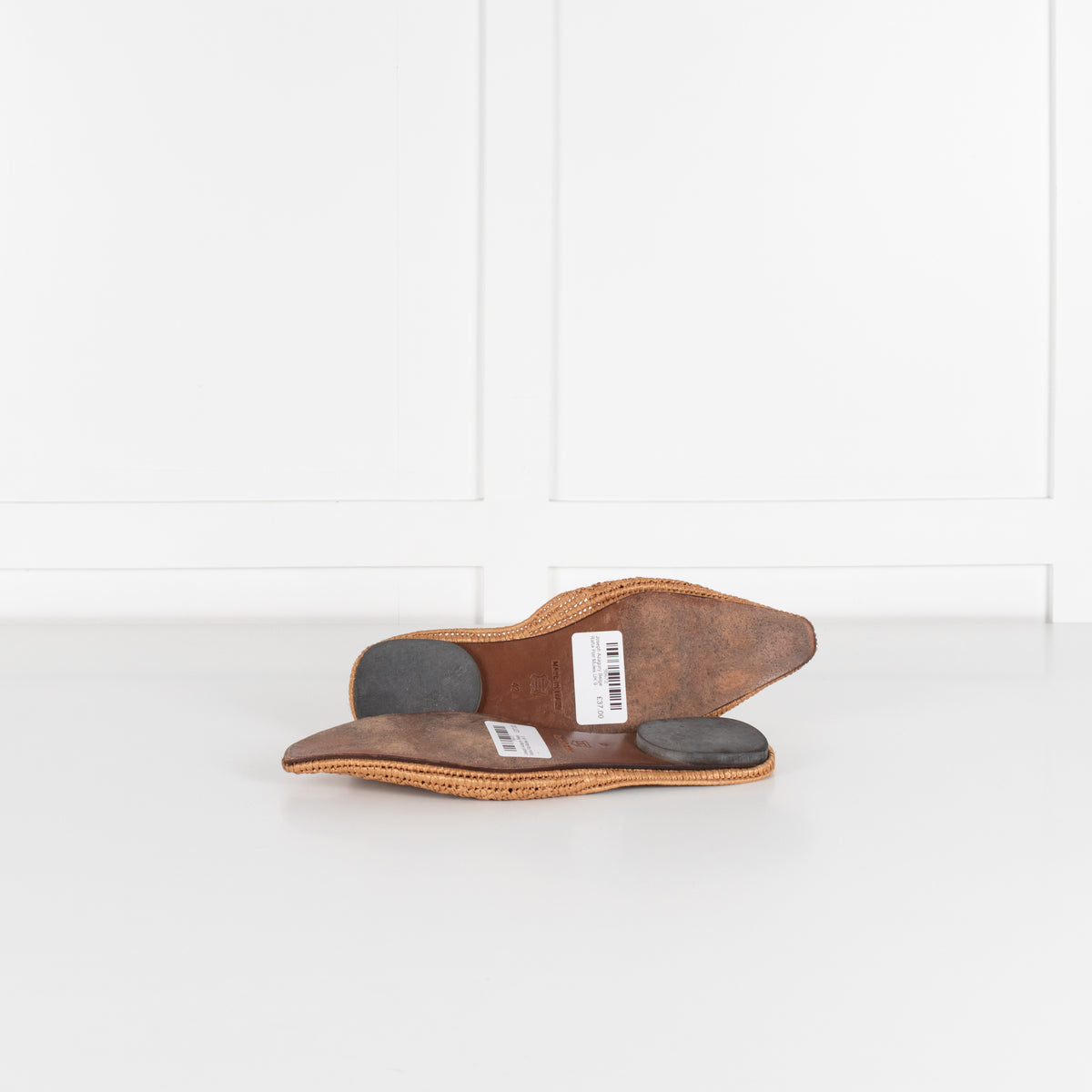 Joseph Azagury Beige Rafia Flat Mules