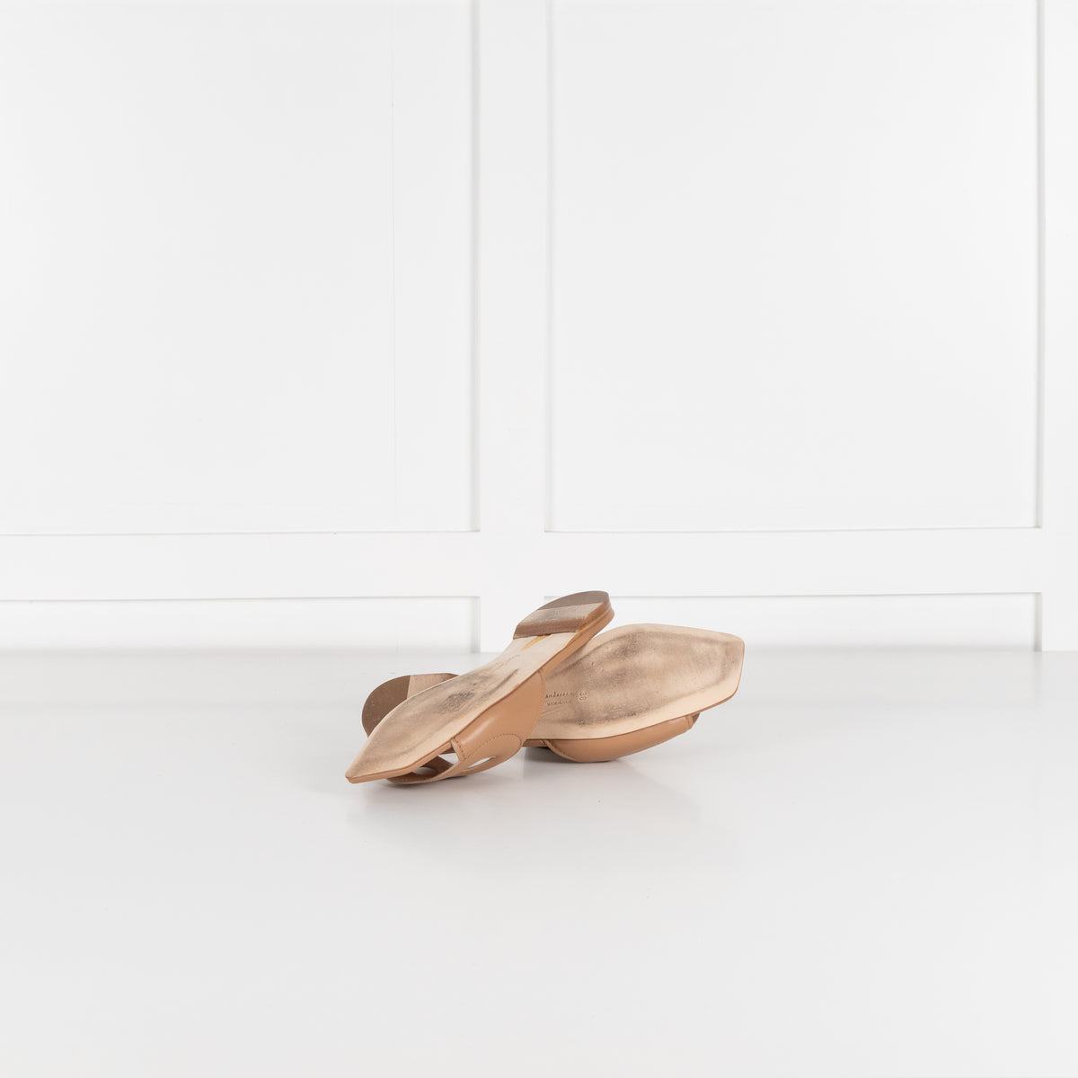 Rupert Sanderson Tan Lido Leather Flat Slider