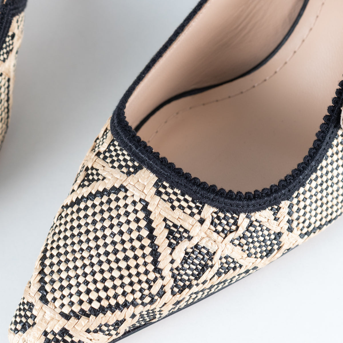 Christian Dior Beige Raffia Black J'Adior Slingbacks