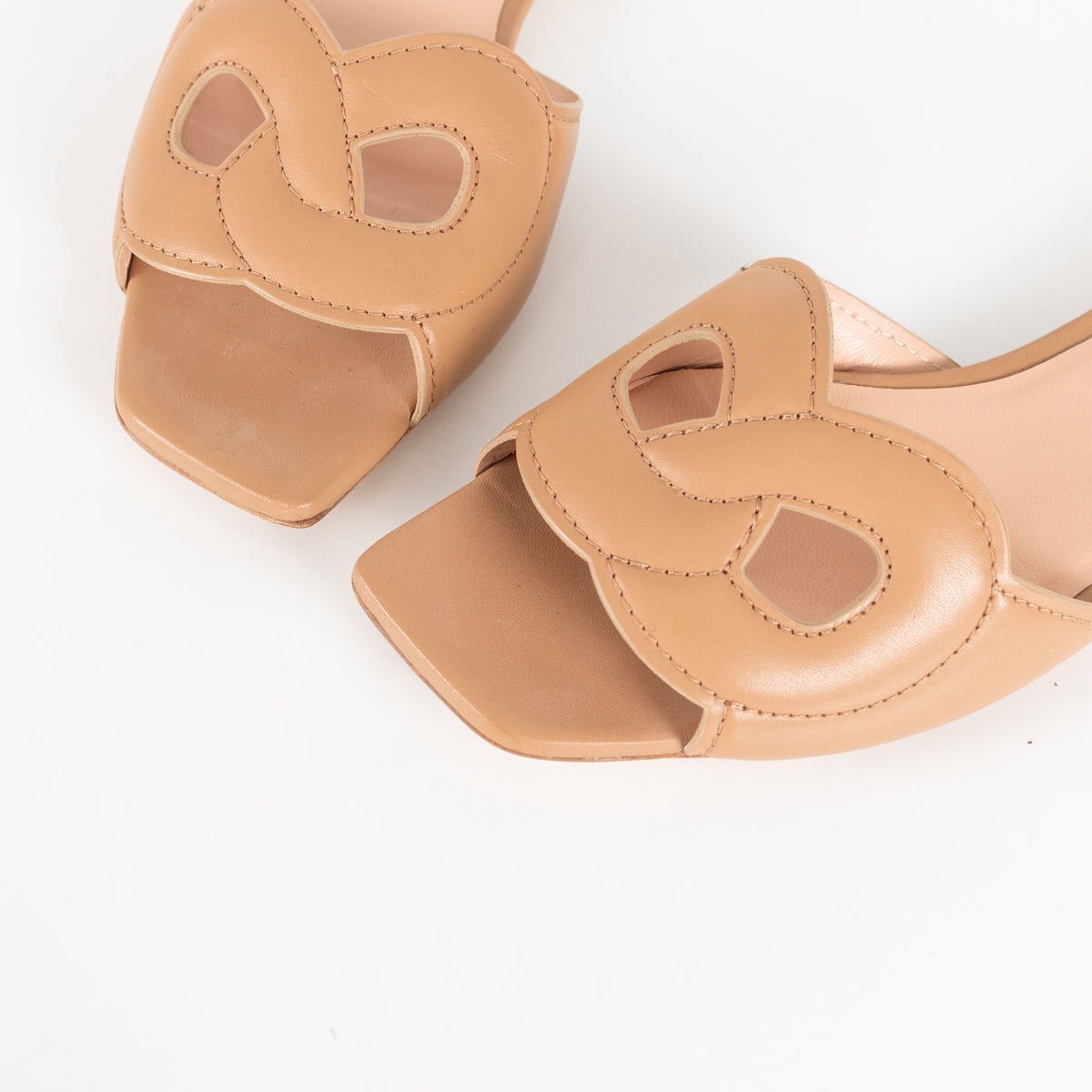 Rupert Sanderson Tan Lido Leather Flat Slider