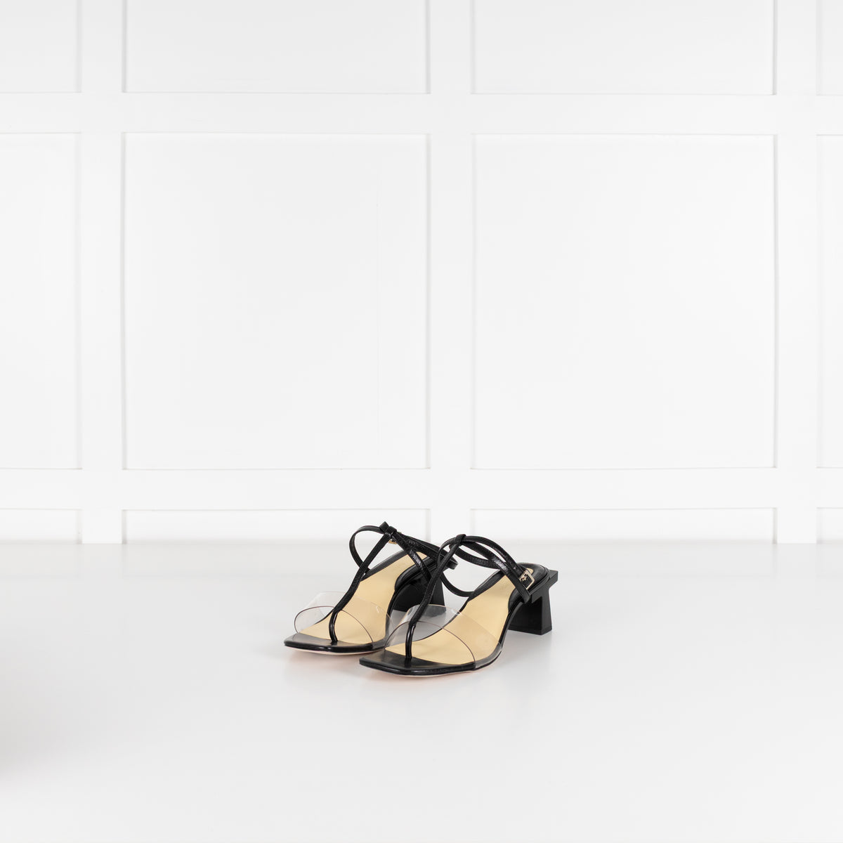 Tory Burch Black Leather And Vinyl Heeled Sandals