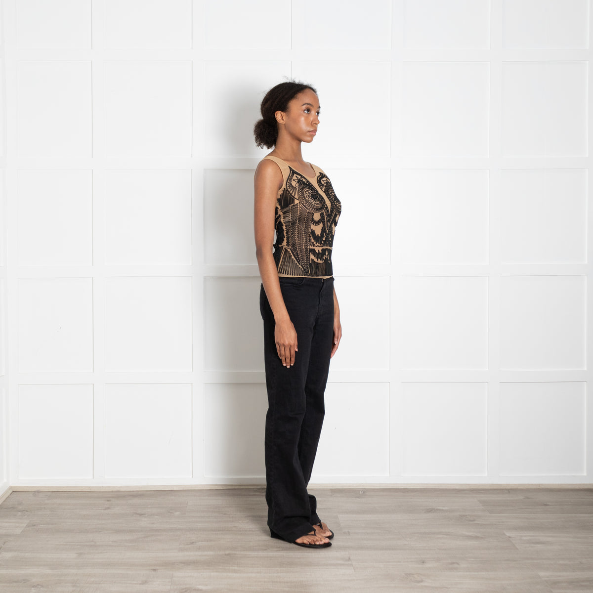 Jean Paul Gaultier Mesh Embellished Top with Matching Shawl