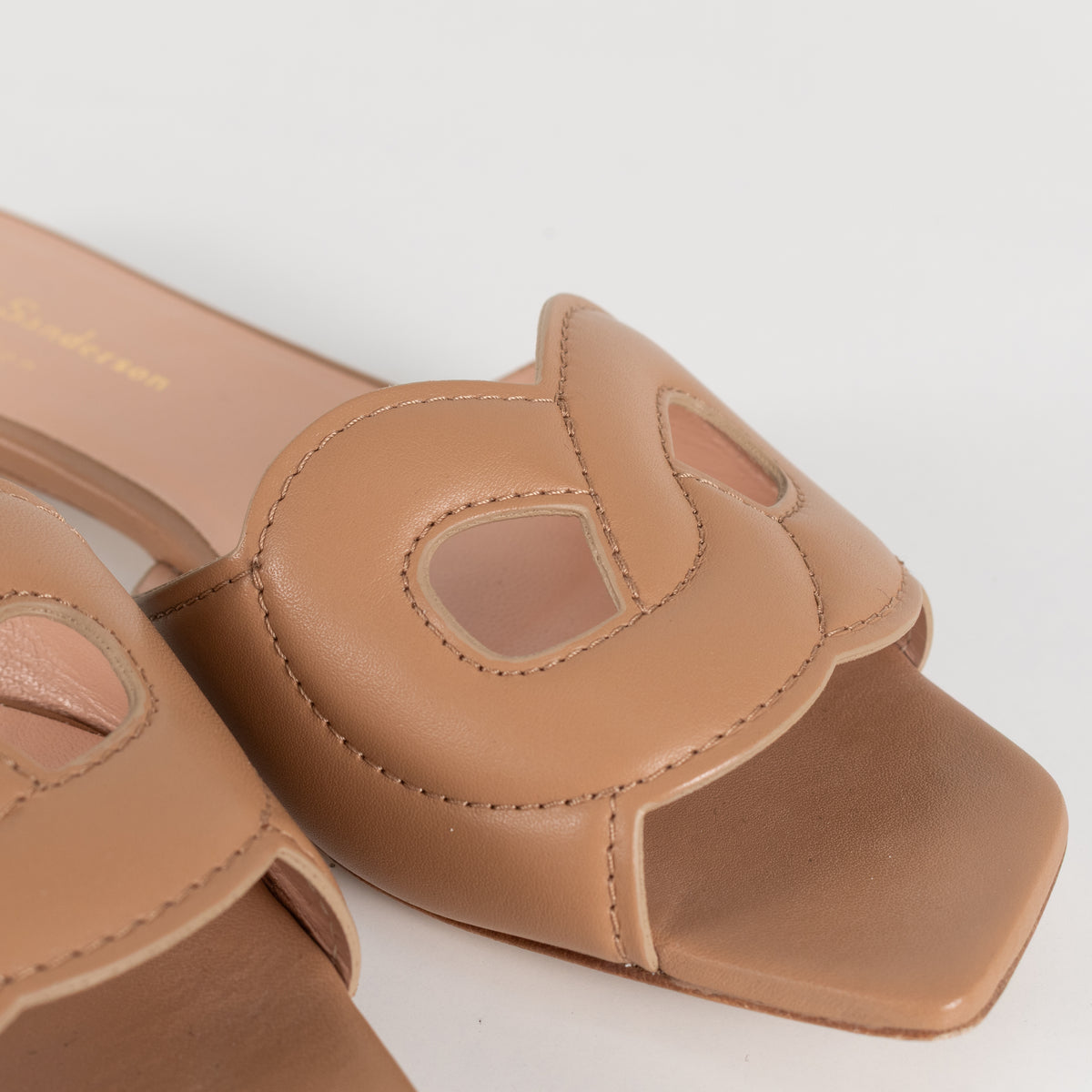 Rupert Sanderson Tan Lido Leather Flat Slider