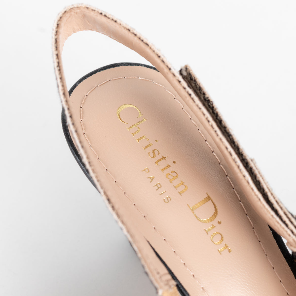 Christian Dior Beige Raffia Black J'Adior Slingbacks