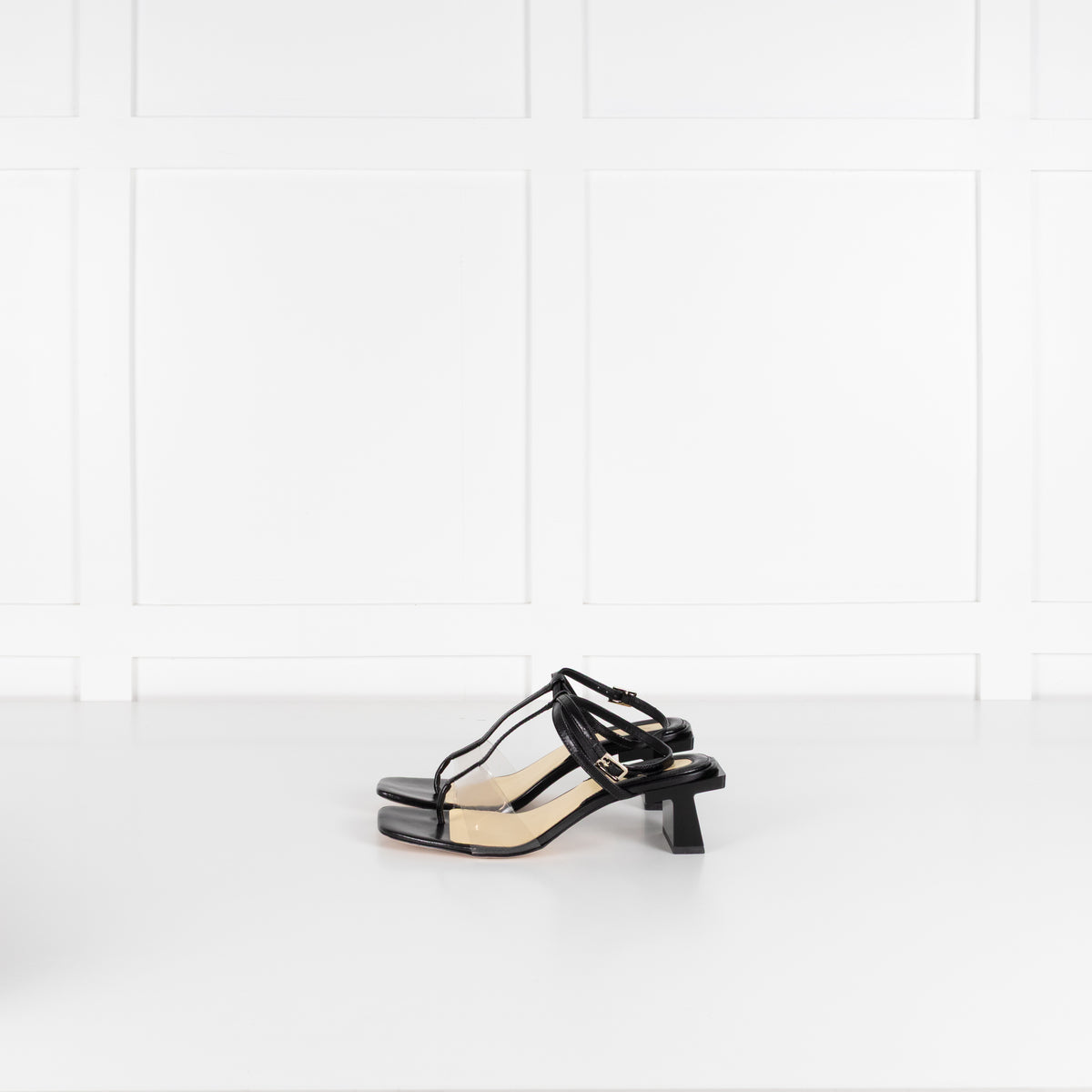 Tory Burch Black Leather And Vinyl Heeled Sandals