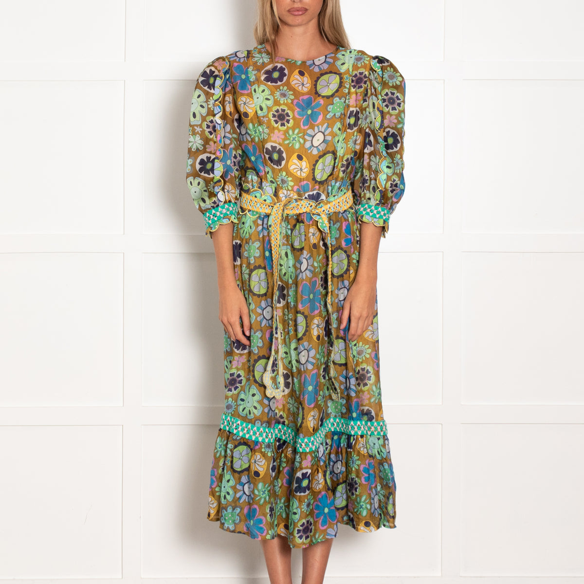 Celia B Green Floral Tambora Dress