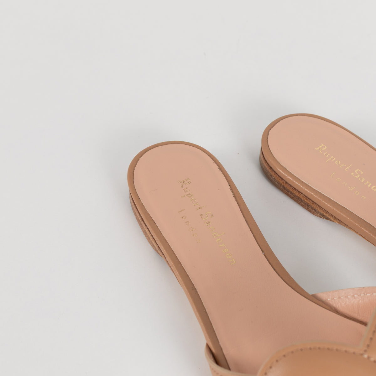 Rupert Sanderson Tan Lido Leather Flat Slider