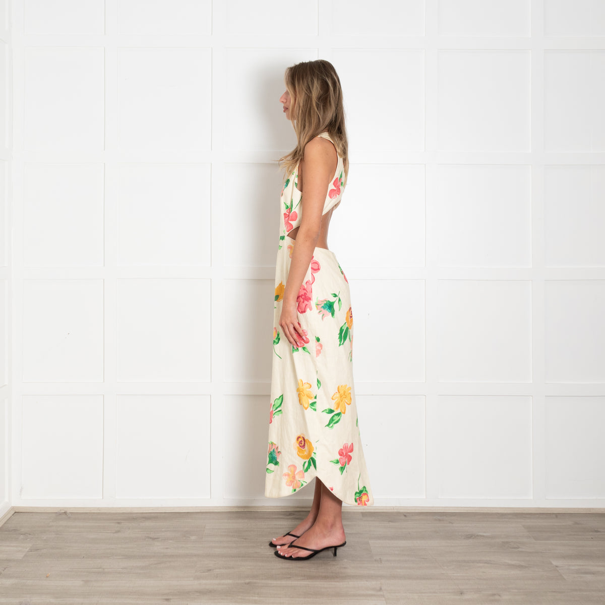 Alemais Yellow Pink Green Cut Out Back Sleeveless Dress