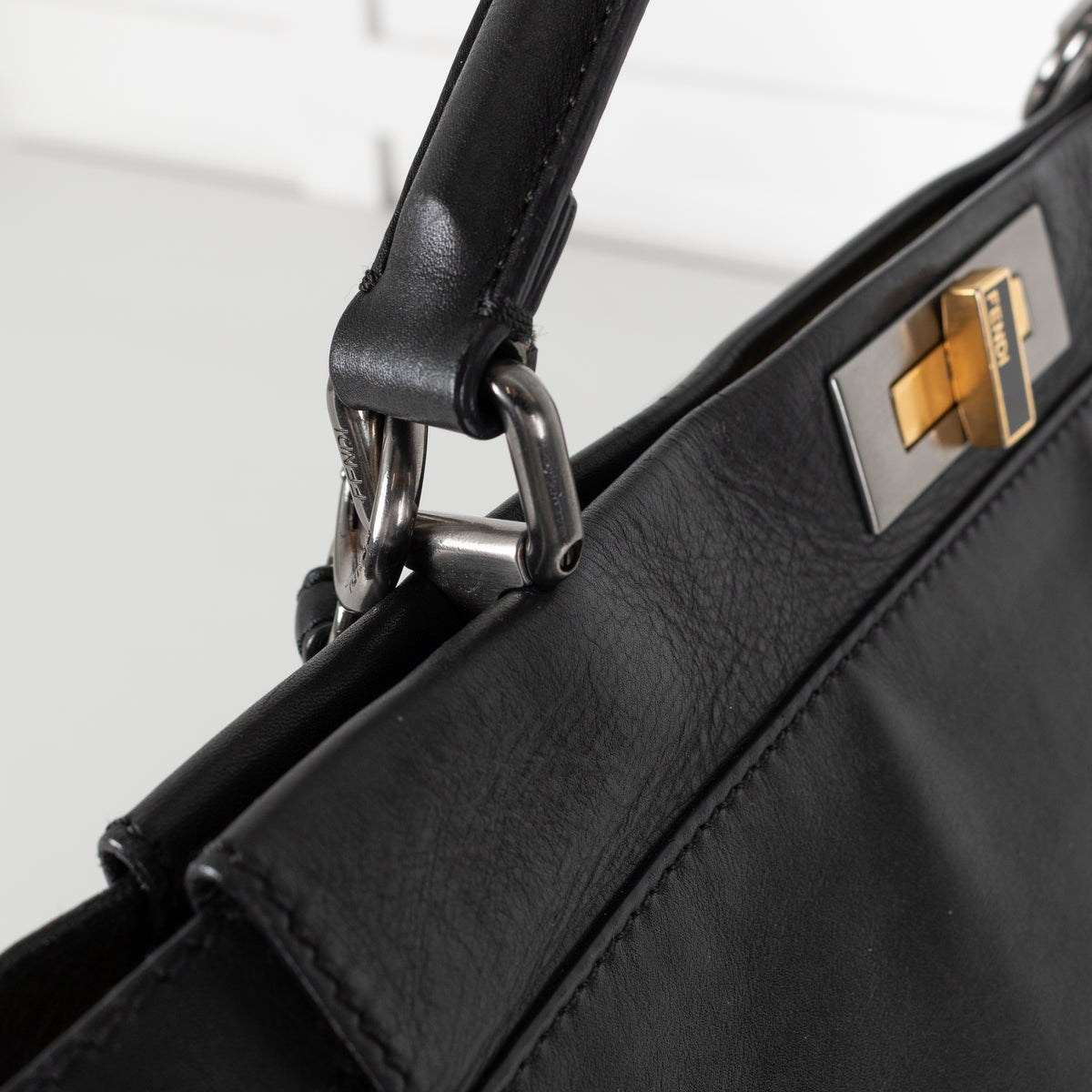 Fendi Vintage Peekaboo Large Leather & Cowhide 2 Way Handbag