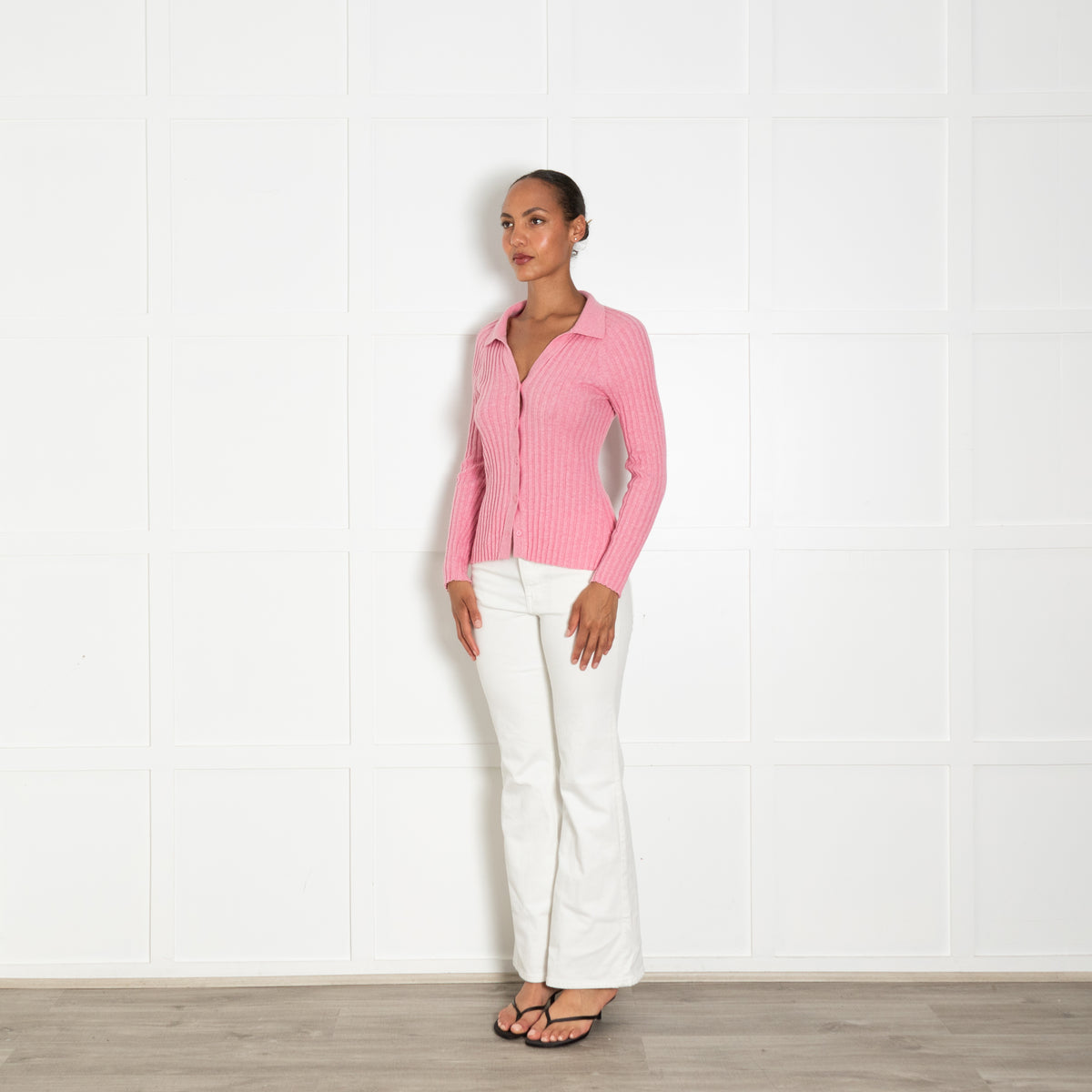 NRBY Pink Ribbed Knit Cotton And Cashmere Blend Top