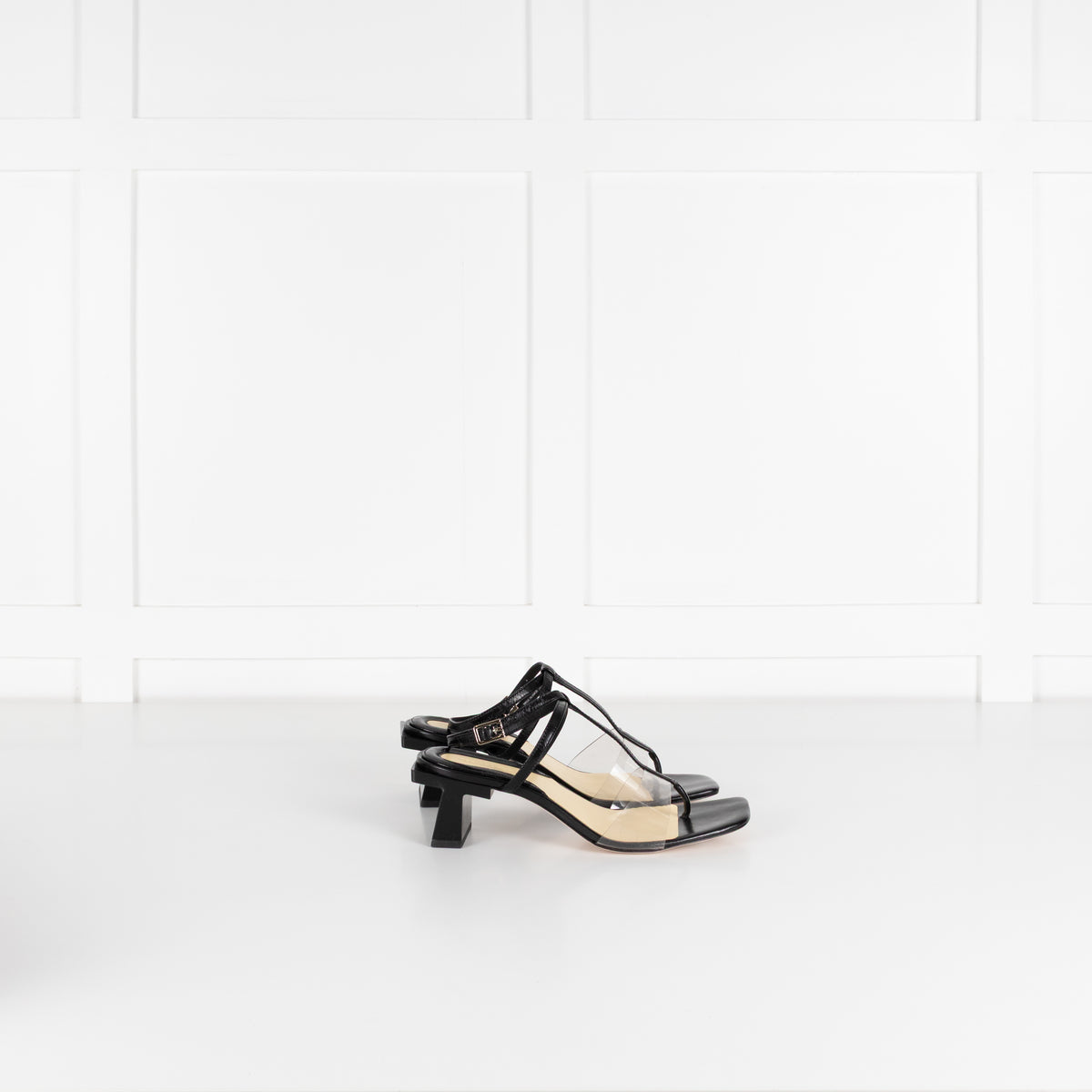 Tory Burch Black Leather And Vinyl Heeled Sandals