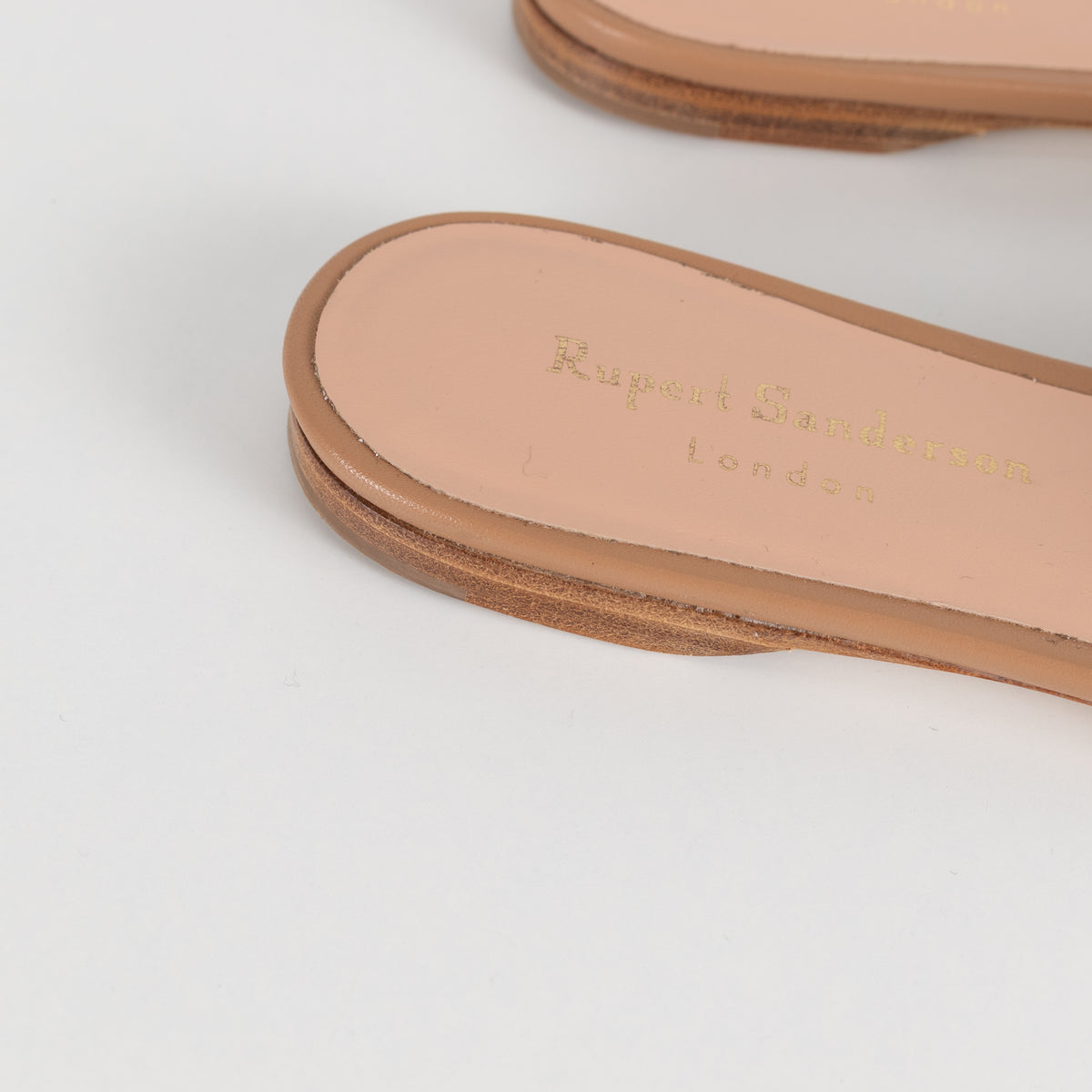 Rupert Sanderson Tan Lido Leather Flat Slider