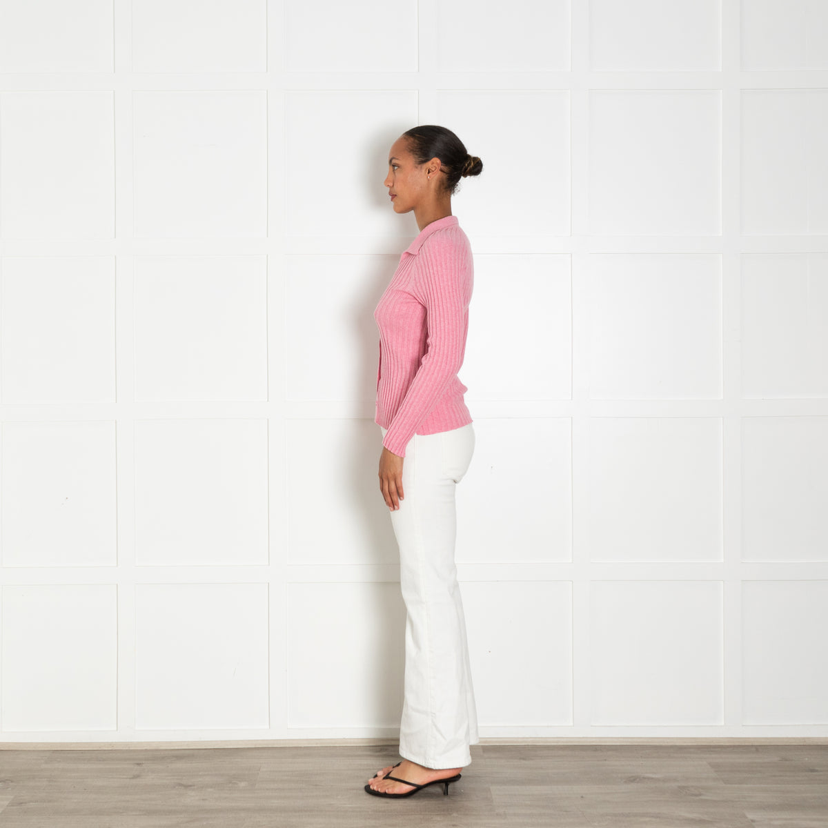 NRBY Pink Ribbed Knit Cotton And Cashmere Blend Top