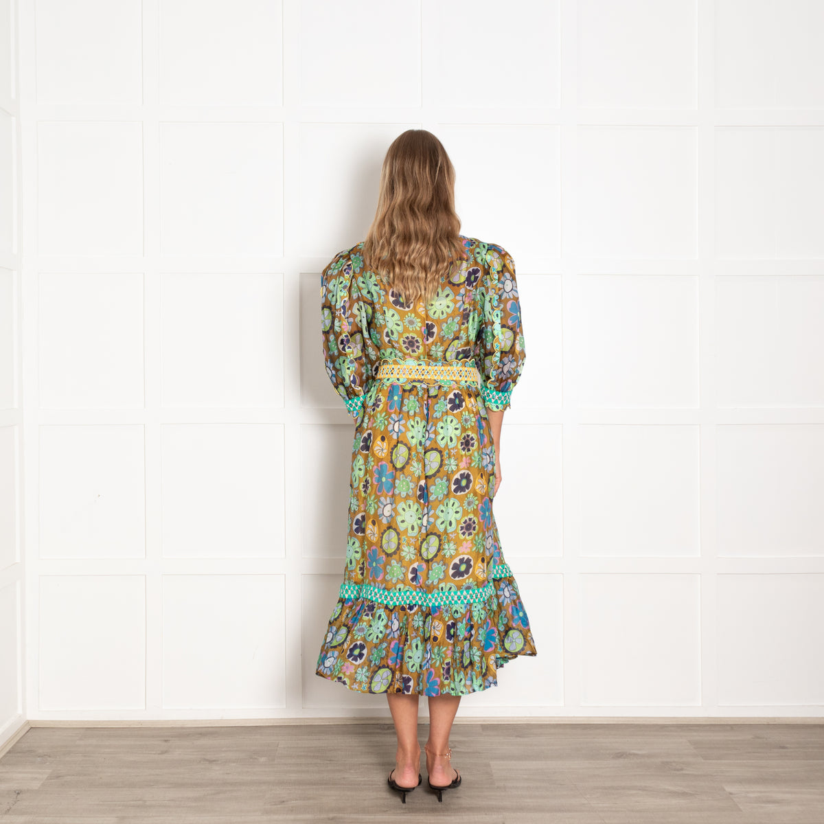Celia B Green Floral Tambora Dress