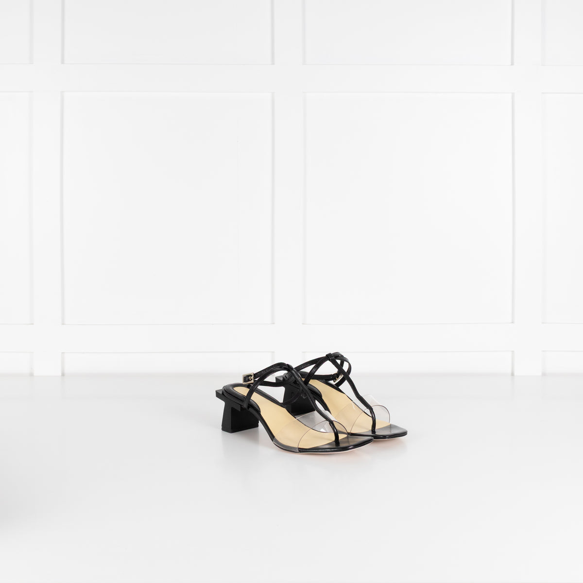 Tory Burch Black Leather And Vinyl Heeled Sandals