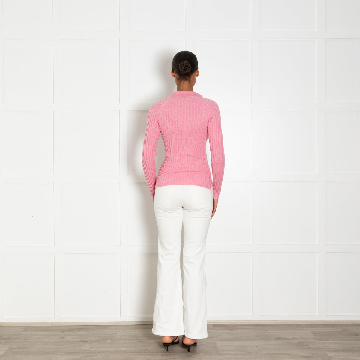 NRBY Pink Ribbed Knit Cotton And Cashmere Blend Top