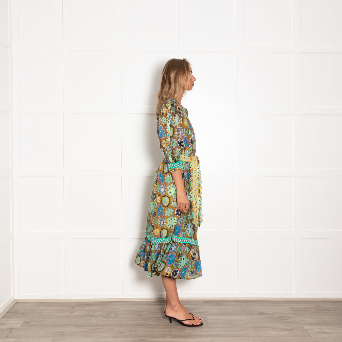 Celia B Green Floral Tambora Dress