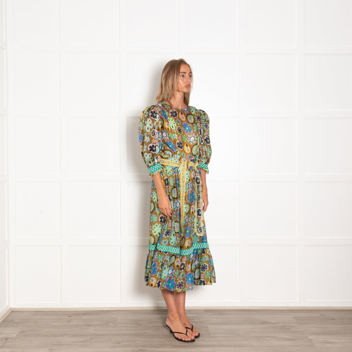Celia B Green Floral Tambora Dress