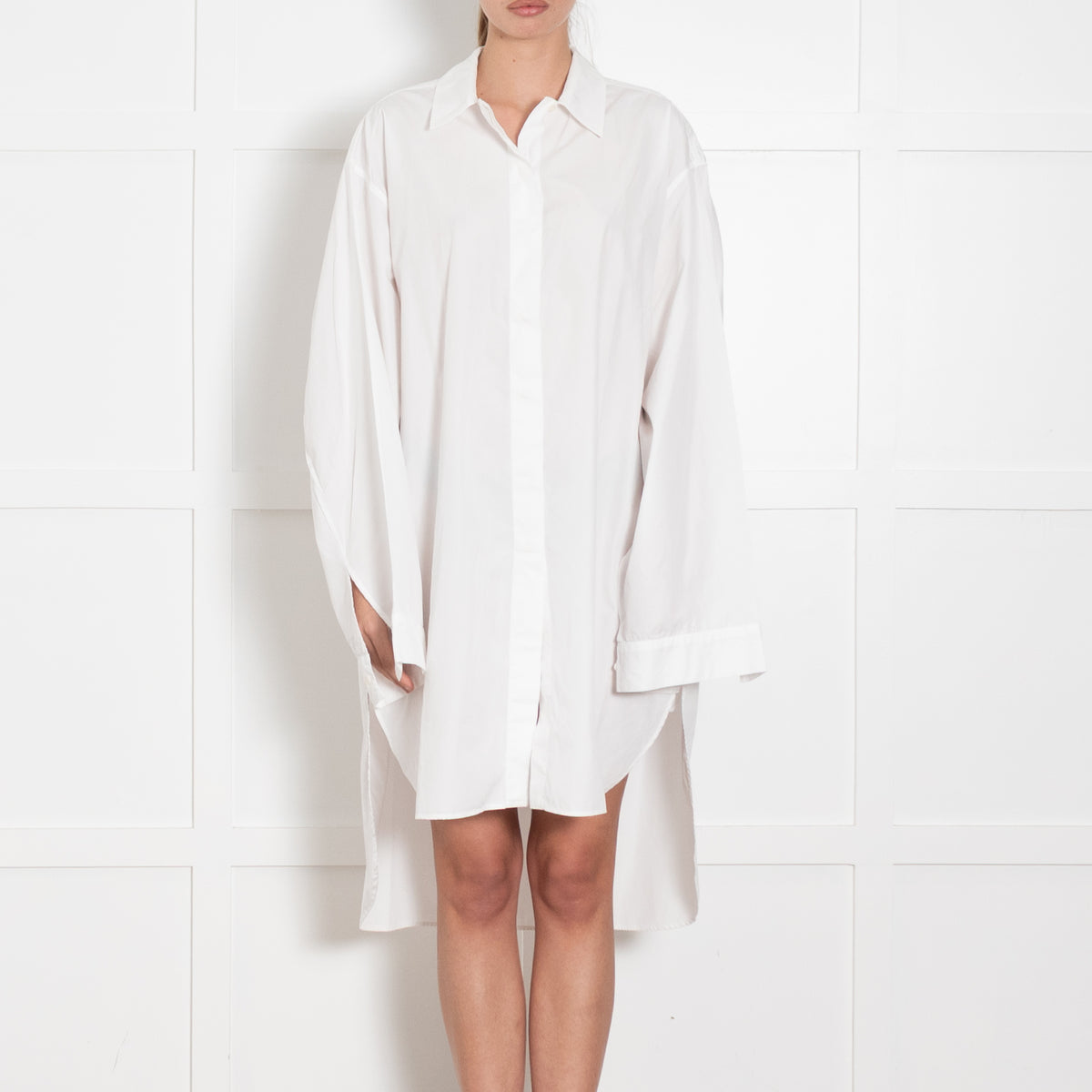 Raey White Cotton Shirt Dress With Long Sleeves