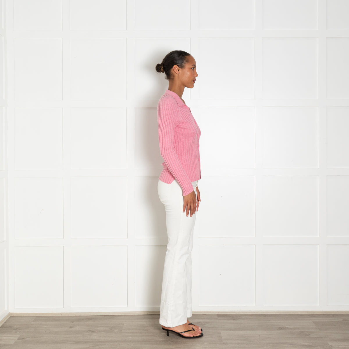 NRBY Pink Ribbed Knit Cotton And Cashmere Blend Top