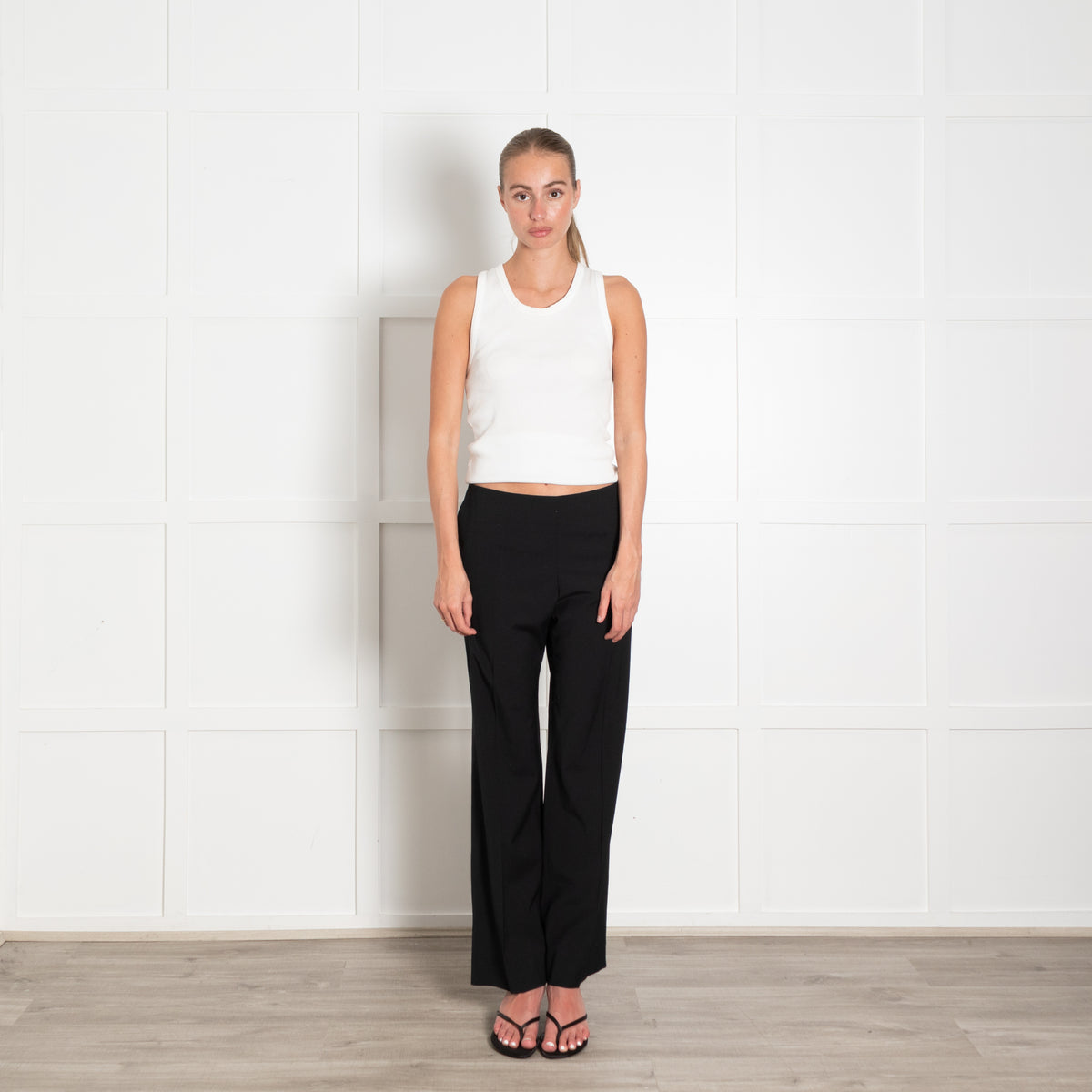 The Row Black Straight Leg Side Zip Trousers