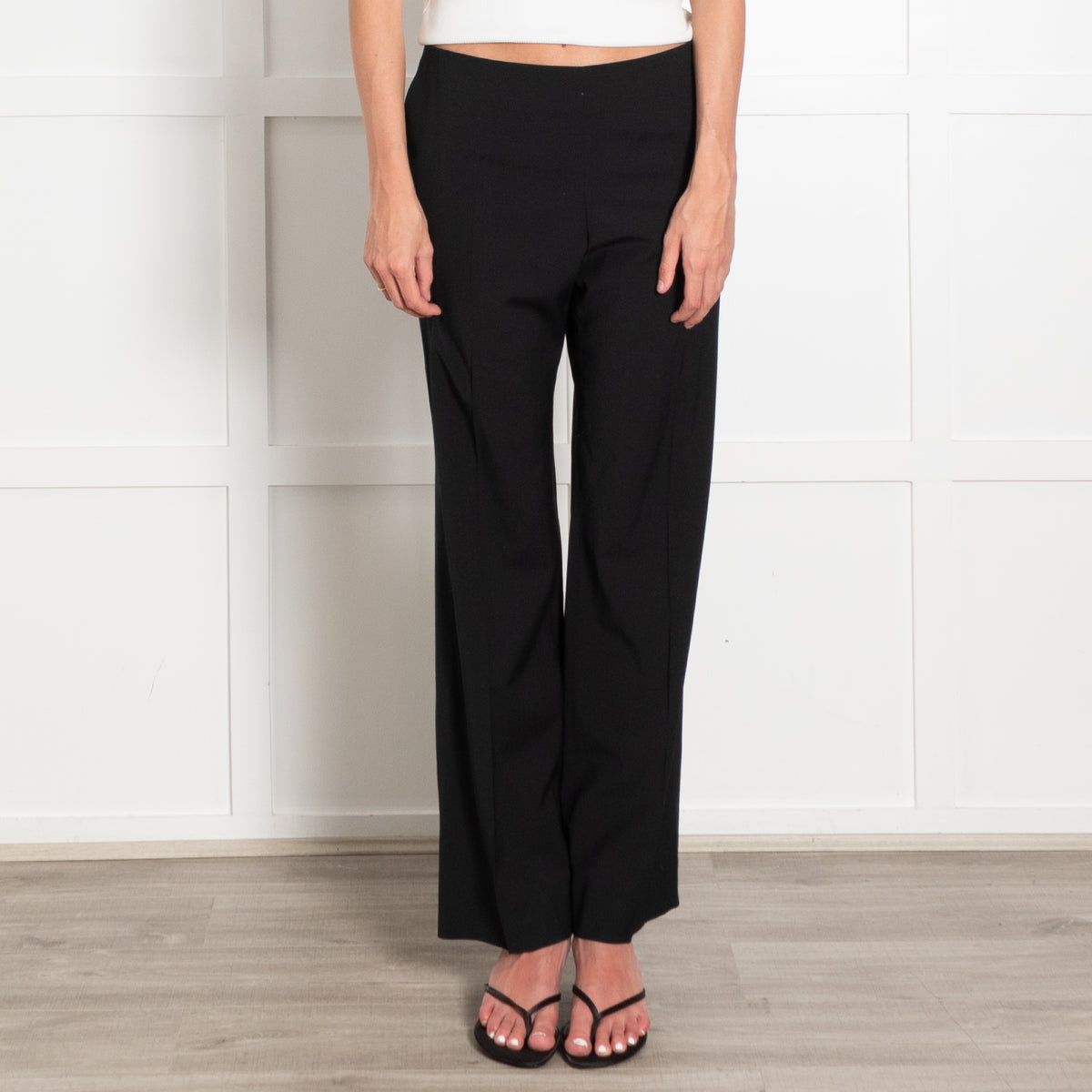 The Row Black Straight Leg Side Zip Trousers