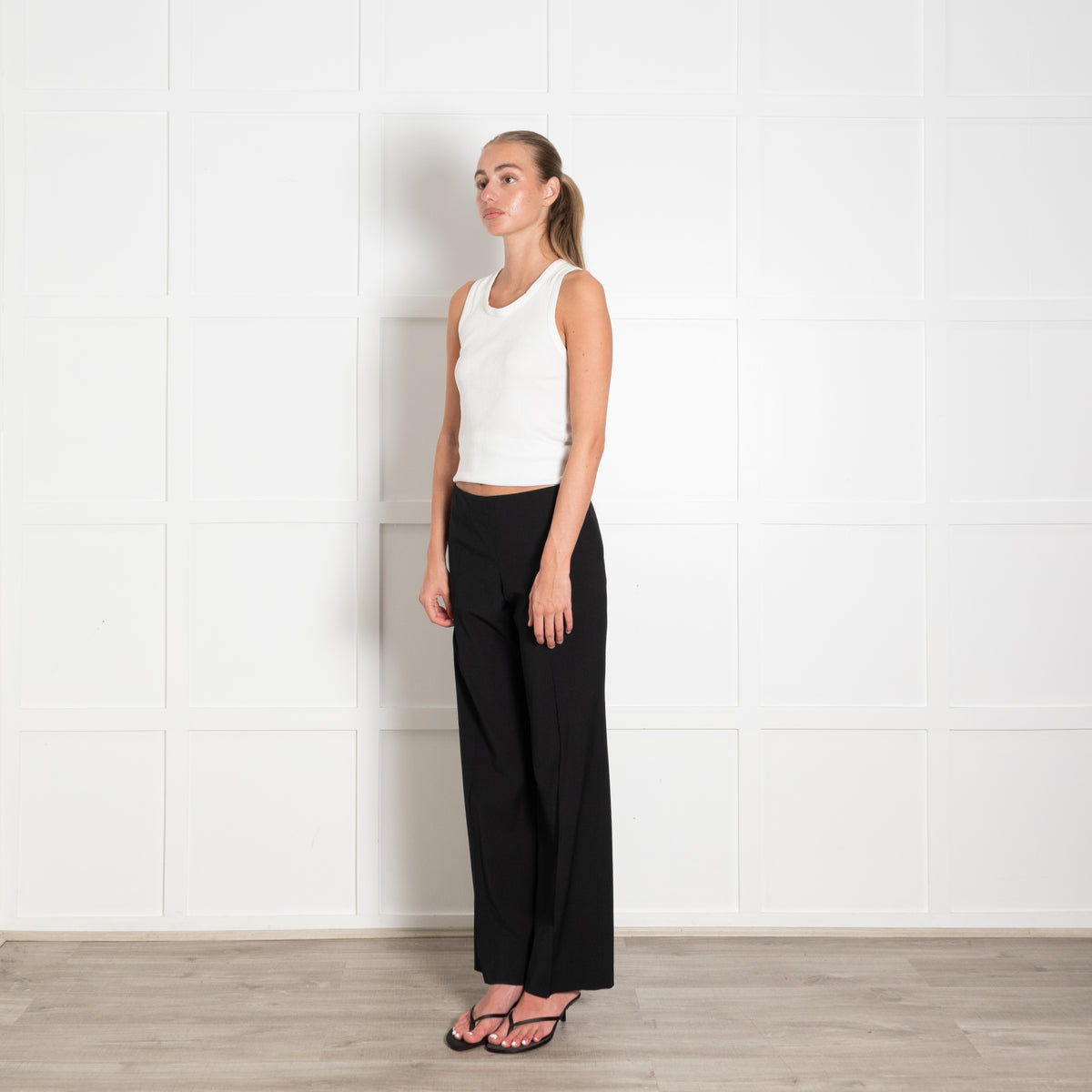 The Row Black Straight Leg Side Zip Trousers