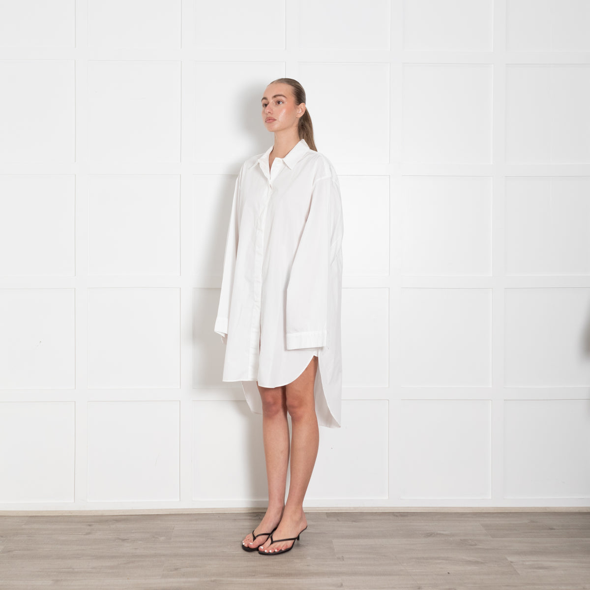 Raey White Cotton Shirt Dress With Long Sleeves