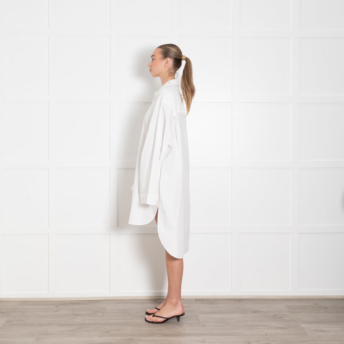 Raey White Cotton Shirt Dress With Long Sleeves