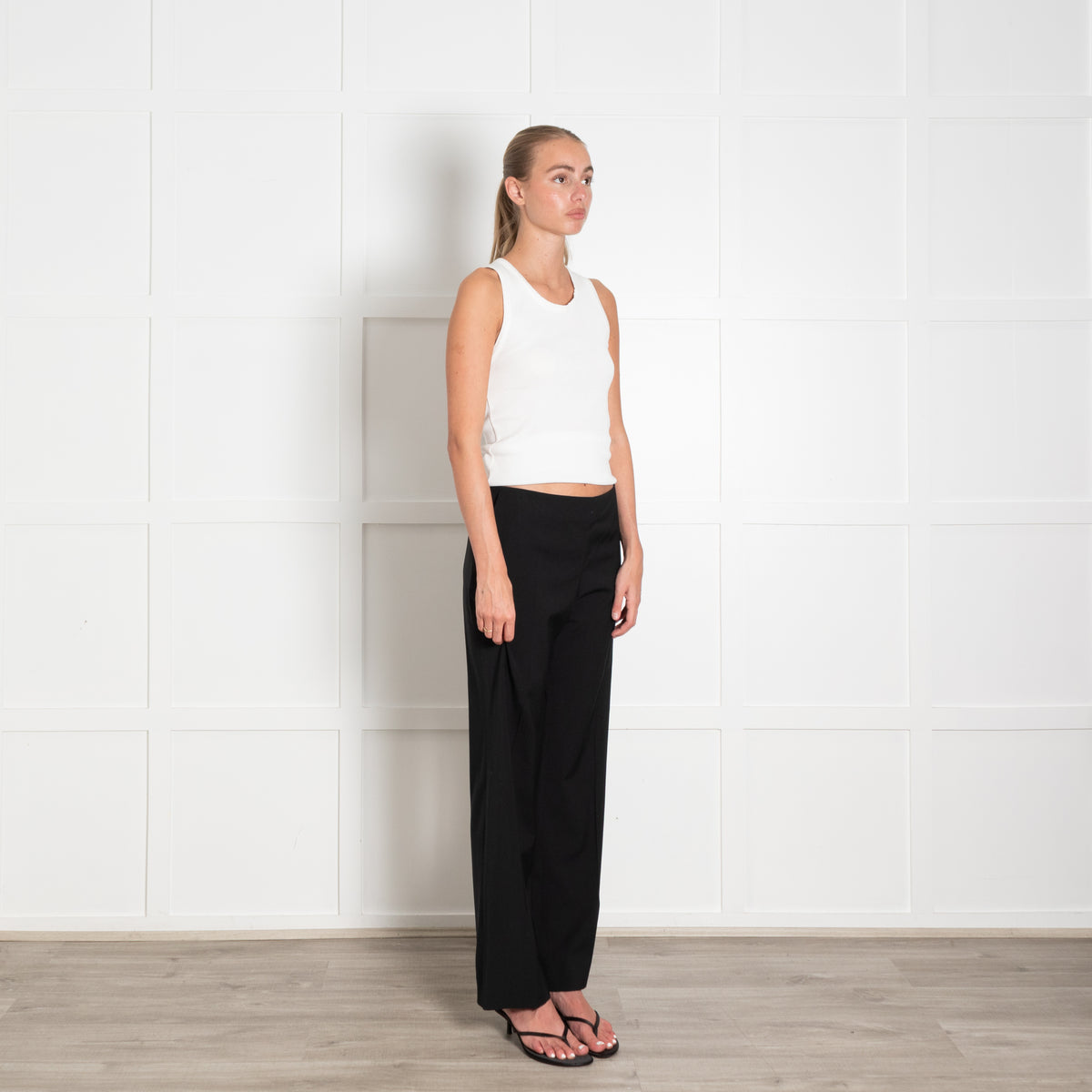 The Row Black Straight Leg Side Zip Trousers