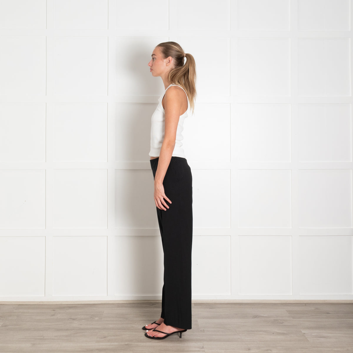 The Row Black Straight Leg Side Zip Trousers