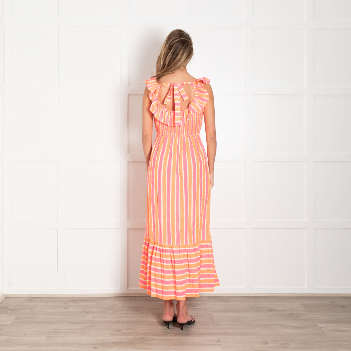 Pink City Prints Pink And Orange Neon Stripe Suzie Dress