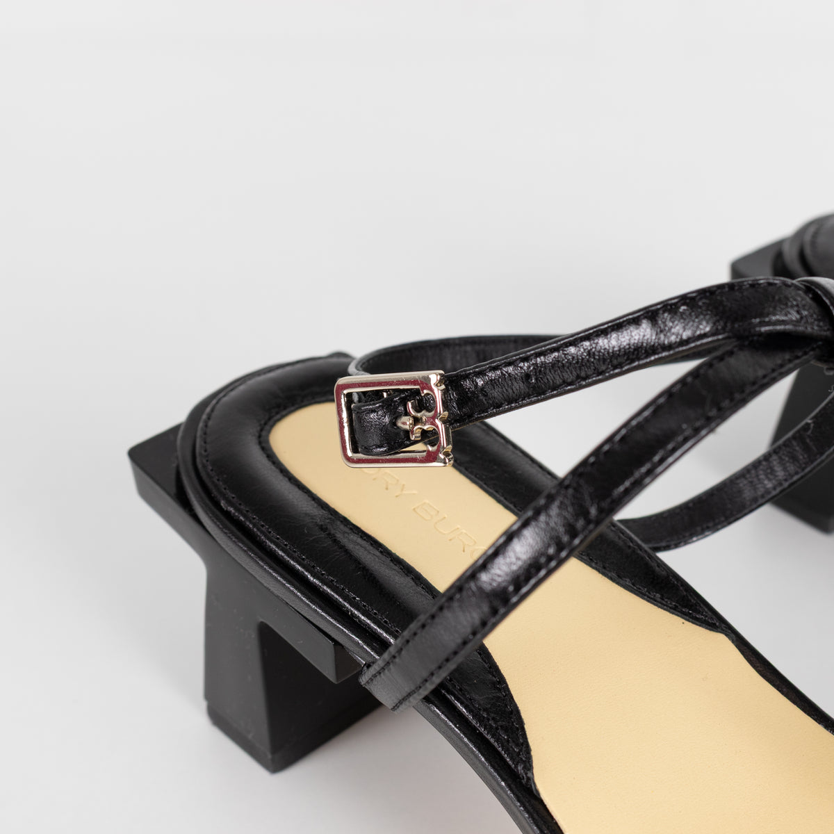 Tory Burch Black Leather And Vinyl Heeled Sandals