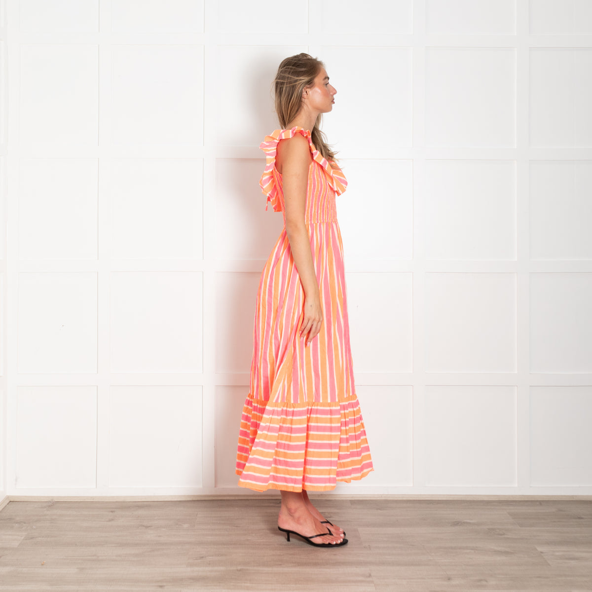 Pink City Prints Pink And Orange Neon Stripe Suzie Dress