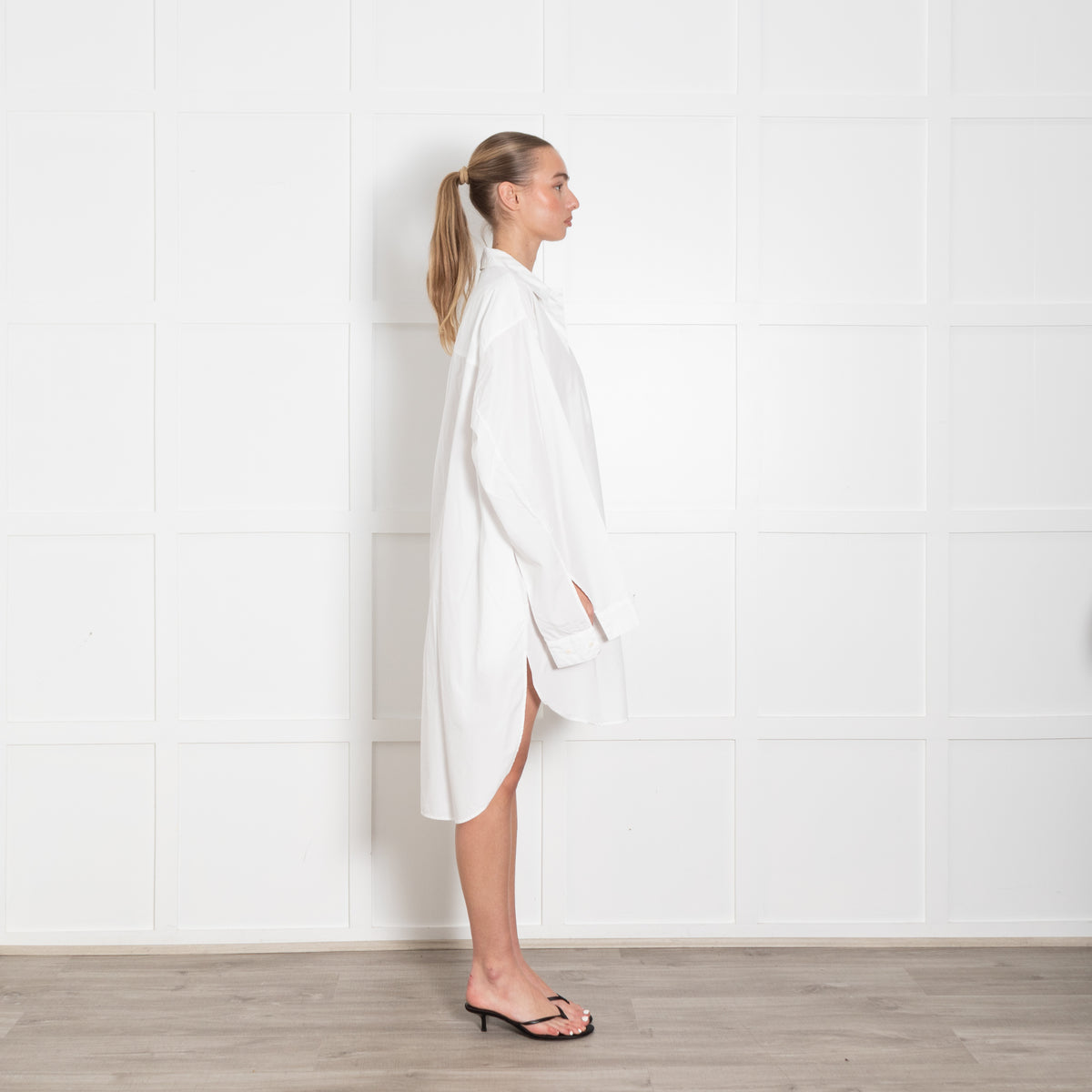 Raey White Cotton Shirt Dress With Long Sleeves
