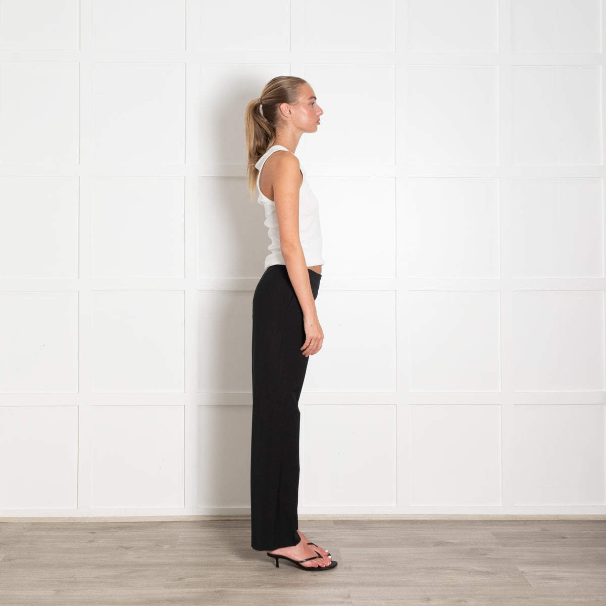 The Row Black Straight Leg Side Zip Trousers