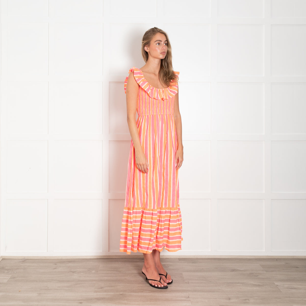 Pink City Prints Pink And Orange Neon Stripe Suzie Dress