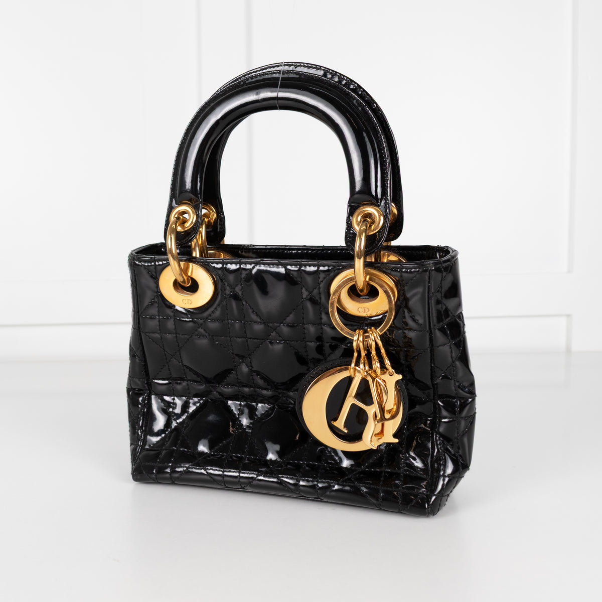 Christian Dior Black Patent Vintage Mini Lady Dior