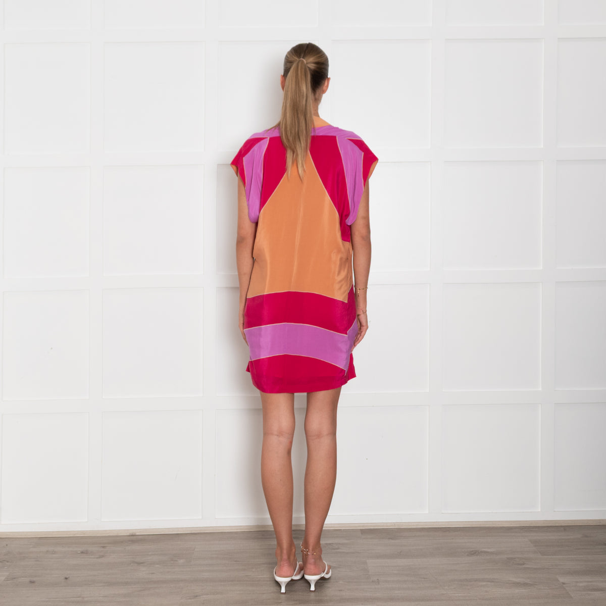 See By Chloe Orange Pink Sleeveless Mini Dress