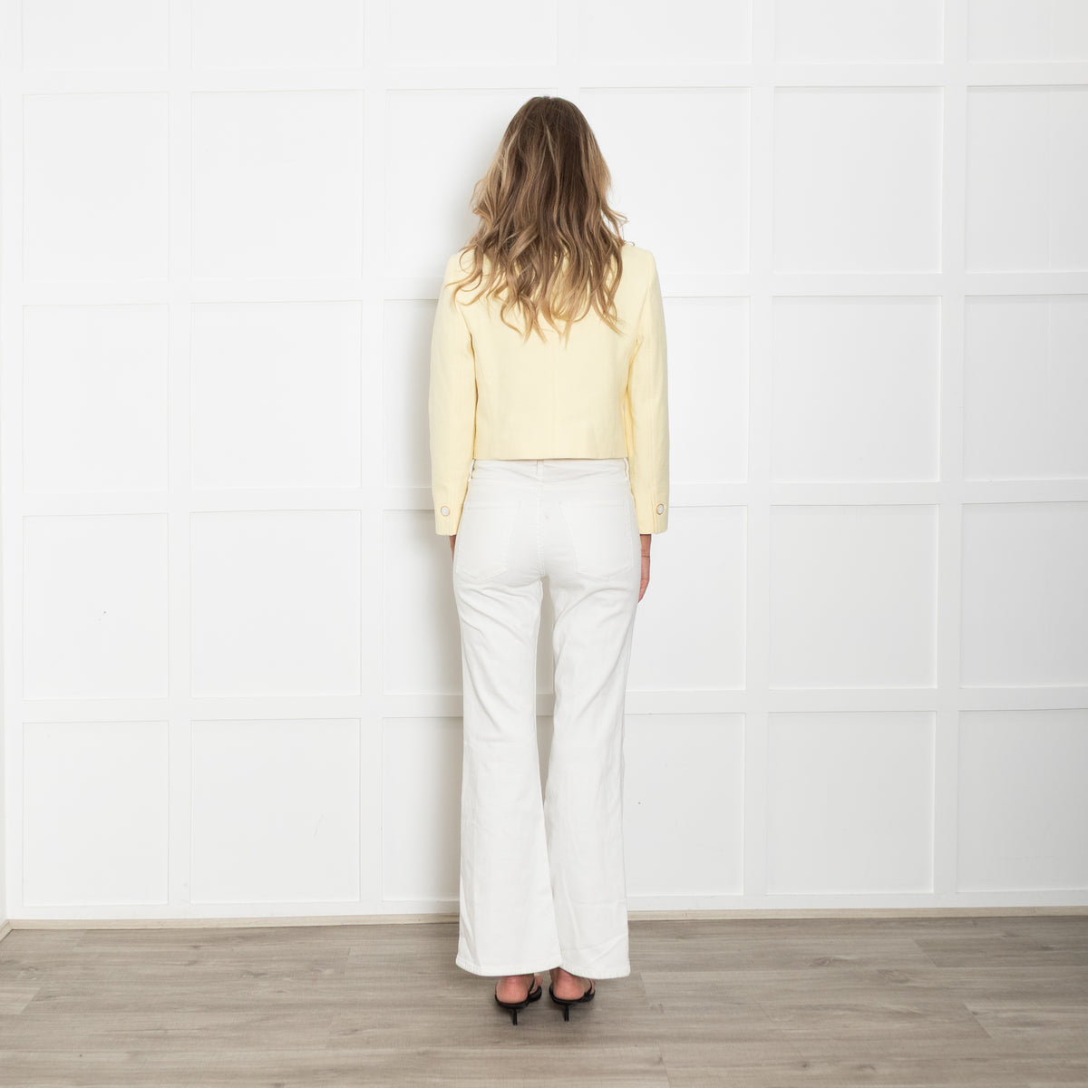 Me + Em Yellow Woven Short Jacket with Raw Hem