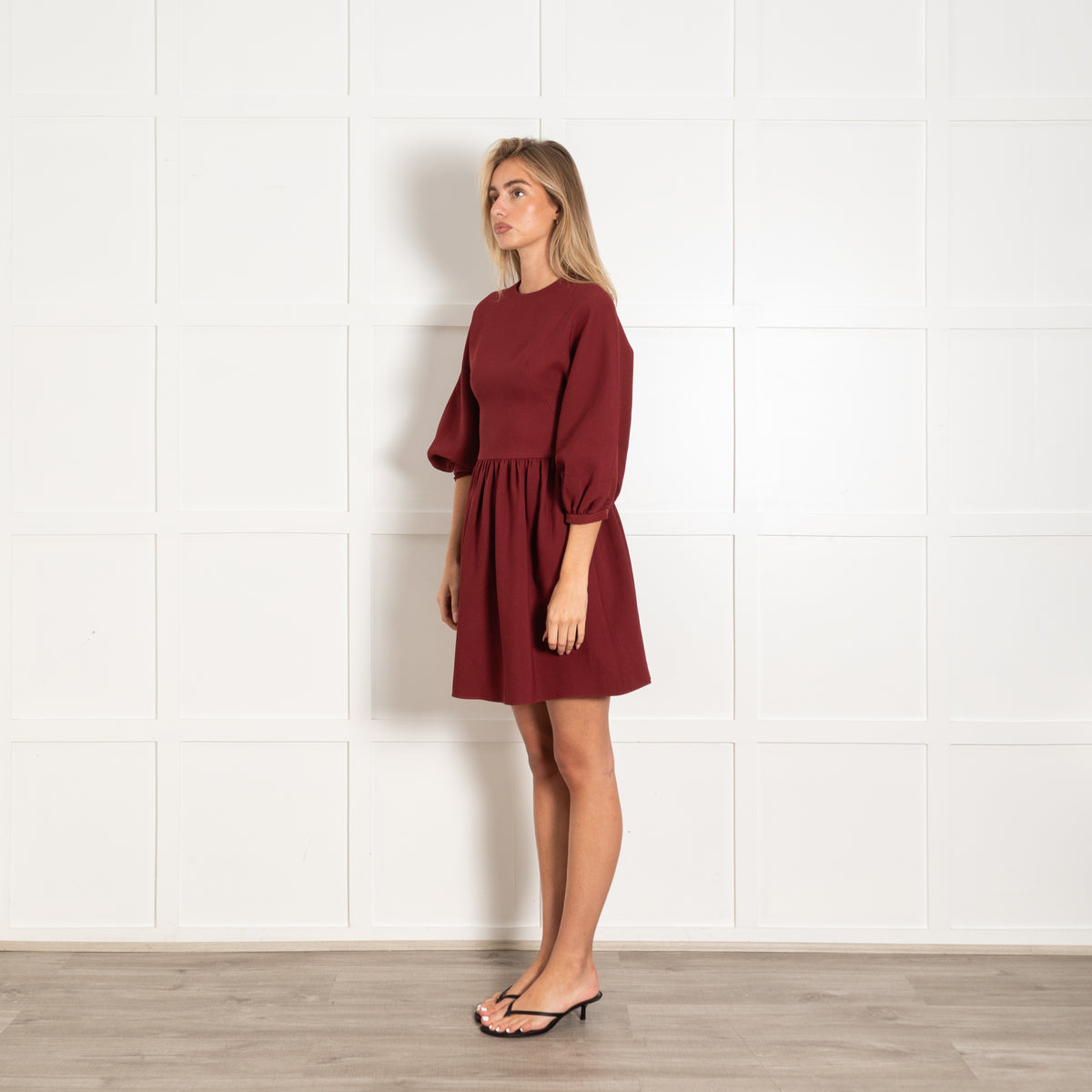Christian Dior Burgundy Puffed Mini Dress