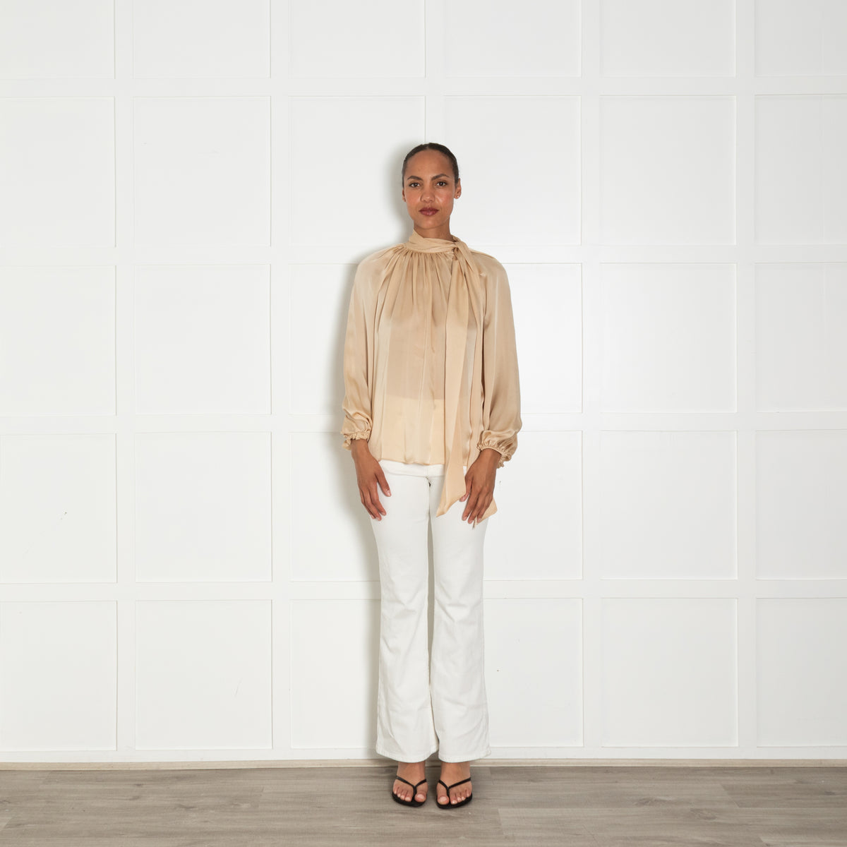 Zimmermann Gold Silk Pussy-Bow Blouse