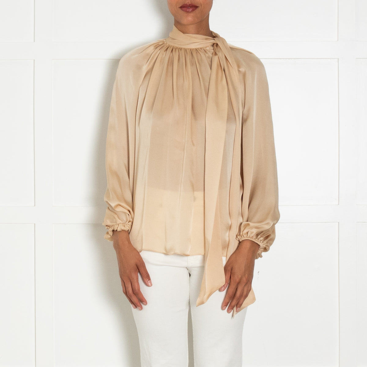 Zimmermann Gold Silk Pussy-Bow Blouse
