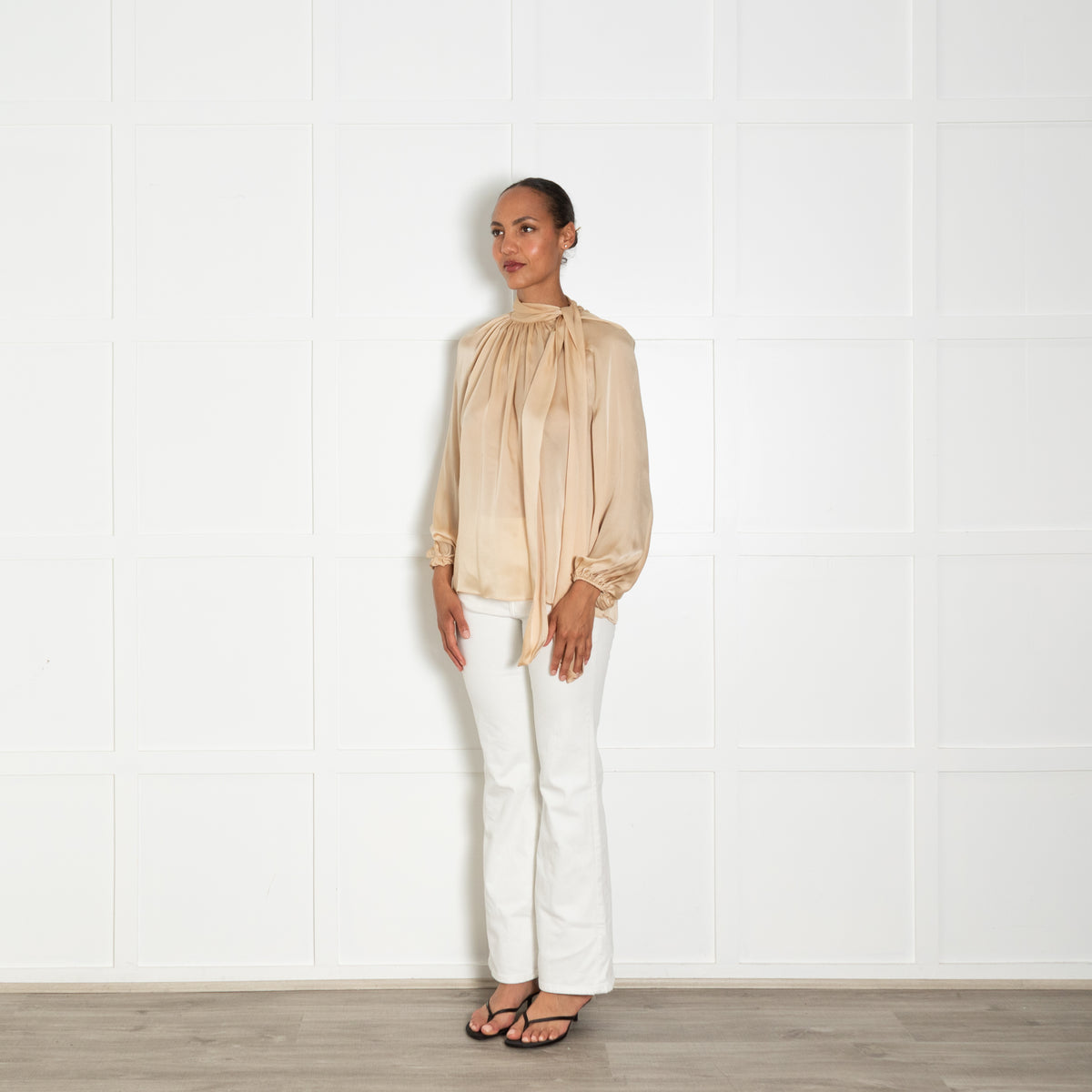 Zimmermann Gold Silk Pussy-Bow Blouse
