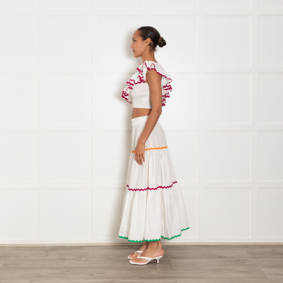 Paolita White Cotton Tiered Maxi Skirt
