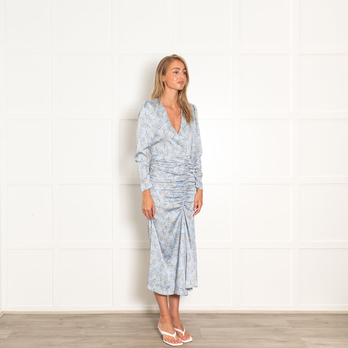 Stella Nova Addison Leaf Print Blue Dress