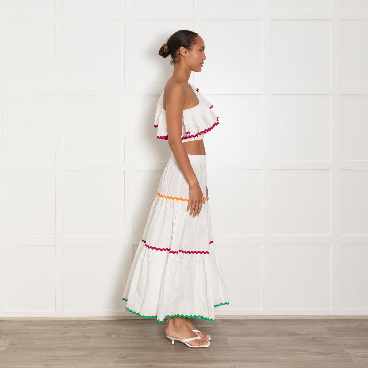 Paolita White Cotton Tiered Maxi Skirt