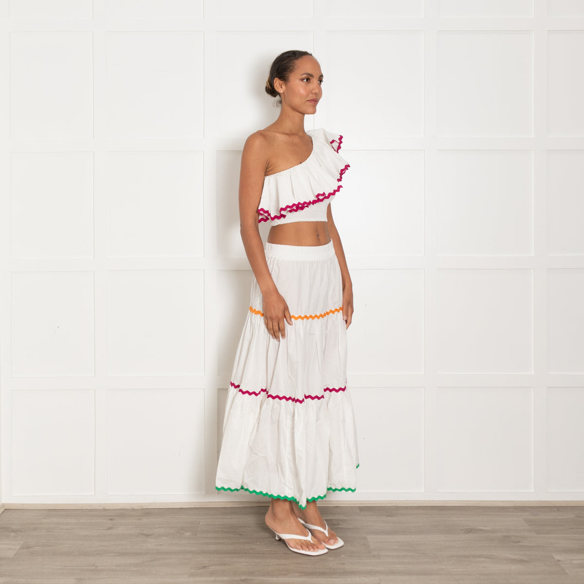 Paolita White Cotton Tiered Maxi Skirt