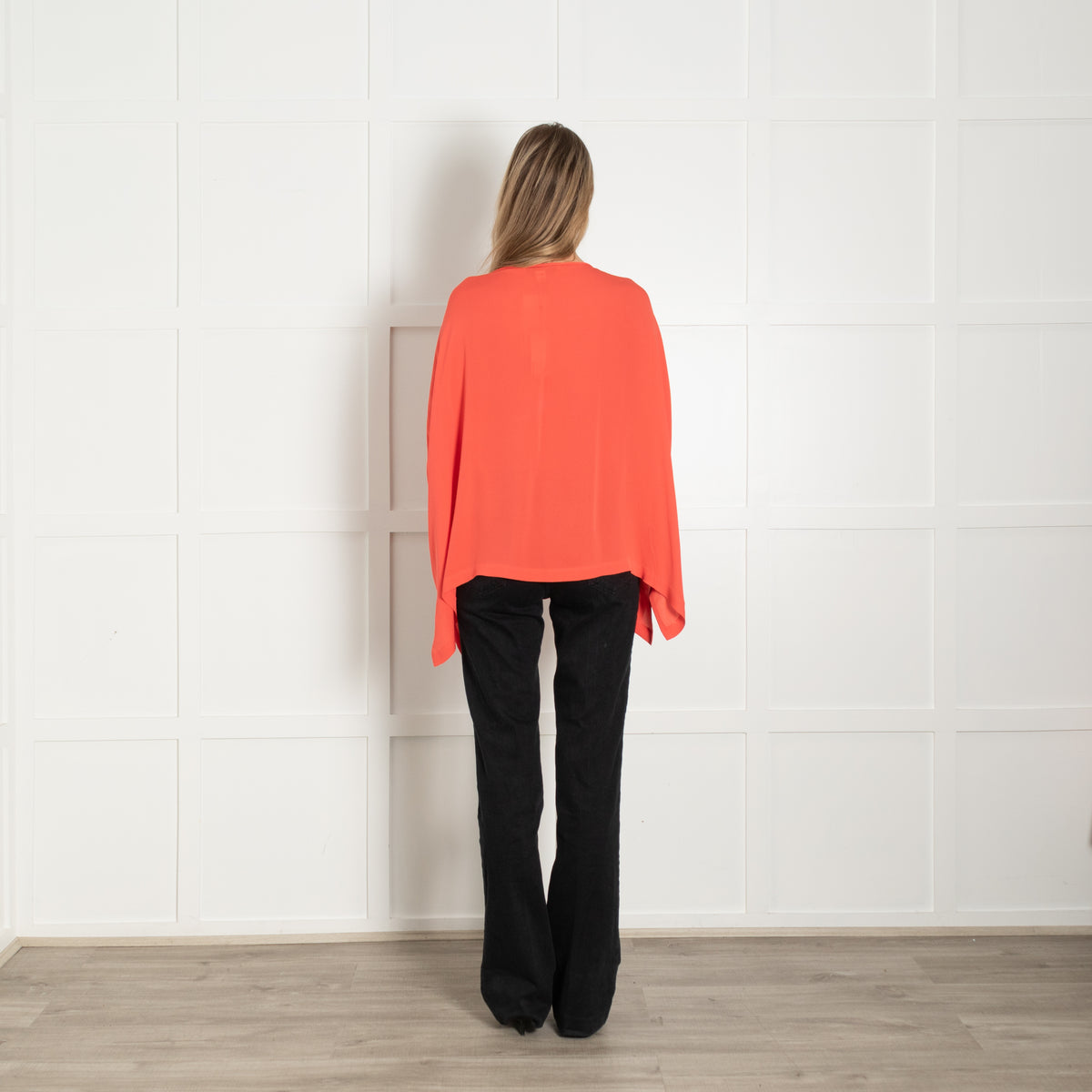 Diane Von Furstenberg Coral Poncho Style Silk Blouse