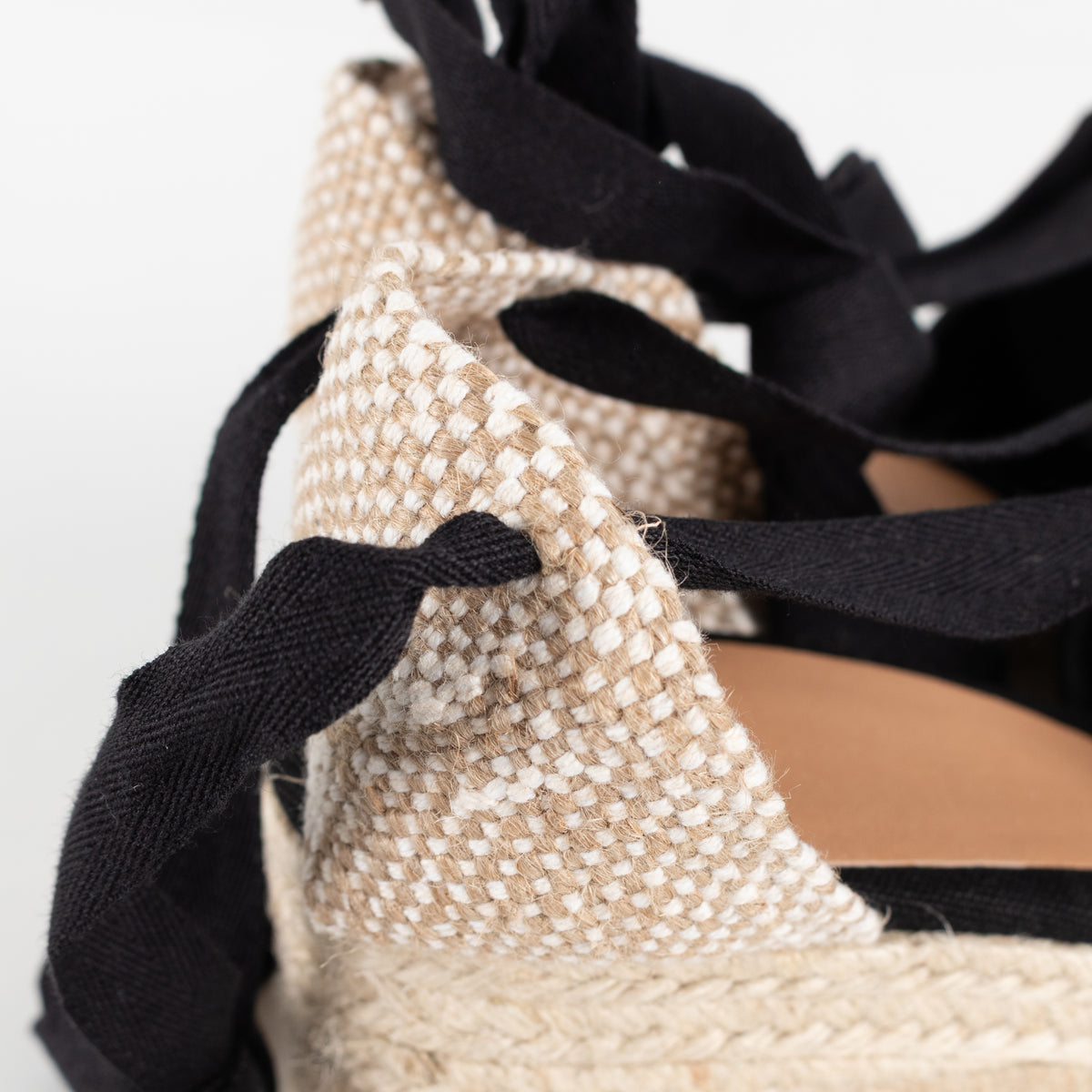 Castaner Black Linen Wedge Espadrilles